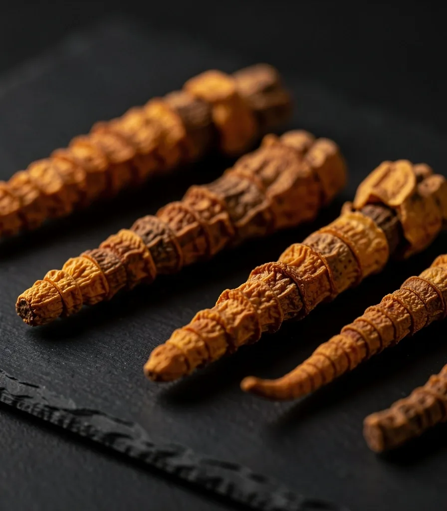 Dried cordyceps mushroom specimen study